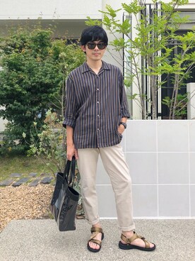 「HITCH HIKE（ヒッチハイク）のアイテム（バッグ）」を使った、いっちーさん（メンズ・170cm）の夏コーディネート