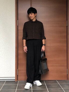 「HITCH HIKE（ヒッチハイク）のアイテム（バッグ）」を使った、いっちーさん（メンズ・169cm）の秋コーディネート