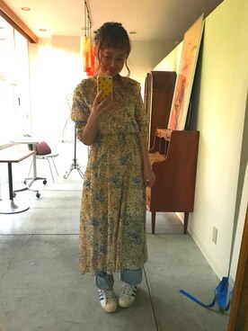 「mystic（ミスティック）のサイドフリンジデニムパンツ（デニムパンツ、ブルー系）」を使った、sho-ko さん（レディース・161cm）の夏コーディネート