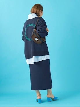 「アイテム（ボディバッグ/ウエストポーチ）」を使った、norikoさん（レディース・156cm）の冬コーディネート