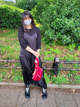 「Dr. Martens（ドクターマーチン）のDr.ﾏｰﾁﾝ　1460　8ホール（ブーツ）」を使った、なみさん（レディース・165cm）の夏コーディネート