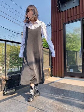 「Dr. Martens（ドクターマーチン）のDr.ﾏｰﾁﾝ　1460　8ホール（ブーツ）」を使った、なみさん（レディース・165cm）の夏コーディネート