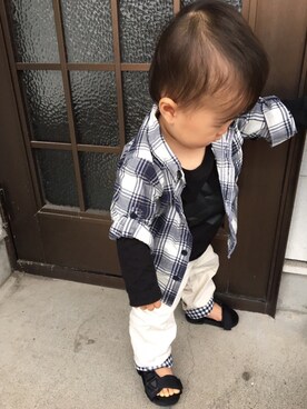 「babygap」｜「アイテム（チノパンツ）」を使った、SOU♡HINAさん（キッズ・80cm）の夏コーディネート