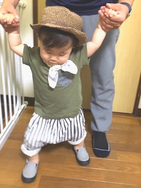 「カーキシャツ」｜「アイテム（ラッピングキット）」を使った、SOU♡HINAさん（キッズ・80cm）の夏コーディネート