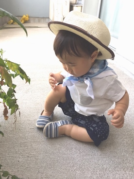 「ポケットＴシャツ」｜「アイテム（ラッピングキット）」を使った、SOU♡HINAさん（キッズ・80cm）の夏コーディネート