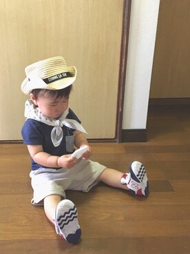 「ポケットＴシャツ」｜「アイテム（ラッピングキット）」を使った、SOU♡HINAさん（キッズ・80cm）の夏コーディネート