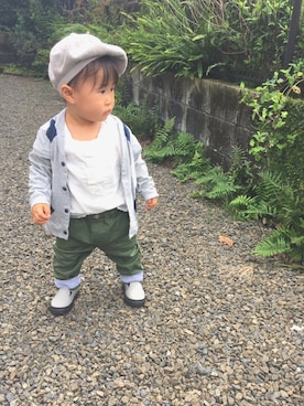 「カーキパンツ」｜SOU♡HINAさん（キッズ・80cm）の秋コーディネート