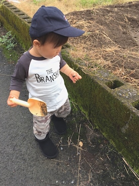 「ラグランTシャツ」｜「アイテム（ラッピングキット）」を使った、SOU♡HINAさん（キッズ・80cm）の秋コーディネート