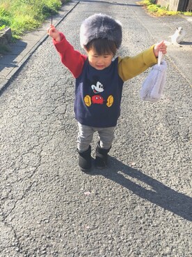 「グレンチェック」｜「アイテム（ラッピングキット）」を使った、SOU♡HINAさん（キッズ・80cm）の冬コーディネート