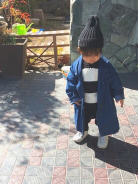 「ロングジャケット」｜「アイテム（その他）」を使った、SOU♡HINAさん（キッズ・80cm）の冬コーディネート