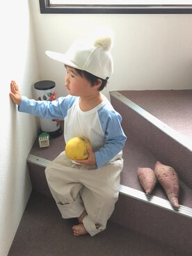 「ラグランTシャツ」｜「アイテム（ラッピングキット）」を使った、SOU♡HINAさん（キッズ・80cm）の春コーディネート