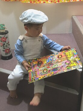 「ハンチング」｜「アイテム（ラッピングキット）」を使った、SOU♡HINAさん（キッズ・80cm）の夏コーディネート