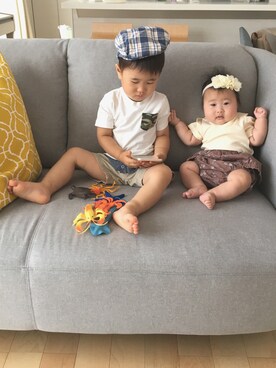 「ハンチング」｜「アイテム（ラッピングキット）」を使った、SOU♡HINAさん（キッズ・80cm）の夏コーディネート