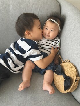 「ラウンドバッグ」｜「アイテム（その他）」を使った、SOU♡HINAさん（キッズ・80cm）の夏コーディネート