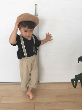 「ポケットＴシャツ」｜「アイテム（ラッピングキット）」を使った、SOU♡HINAさん（キッズ・80cm）の秋コーディネート