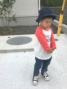 「ラグランTシャツ」｜「アイテム（ラッピングキット）」を使った、SOU♡HINAさん（キッズ・80cm）の秋コーディネート