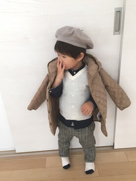 「グレンチェック」｜「アイテム（ラッピングキット）」を使った、SOU♡HINAさん（キッズ・90cm）の冬コーディネート