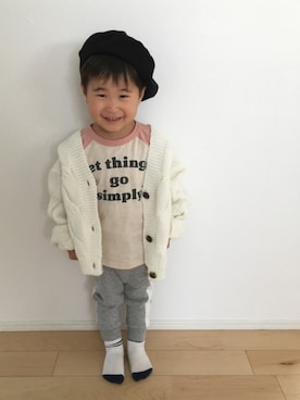 「ラグランTシャツ」｜「アイテム（ラッピングキット）」を使った、SOU♡HINAさん（キッズ・90cm）の春コーディネート