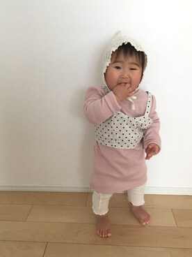 「ボンネット」｜「アイテム（その他）」を使った、SOU♡HINAさん（キッズ・90cm）の春コーディネート