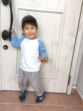 「ラグランTシャツ」｜「アイテム（ラッピングキット）」を使った、SOU♡HINAさん（キッズ・90cm）の春コーディネート