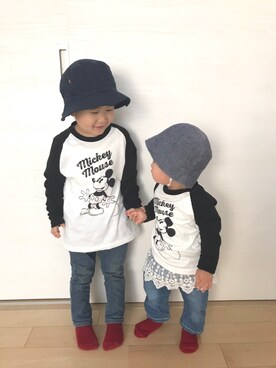 「ラグランTシャツ」｜「アイテム（ラッピングキット）」を使った、SOU♡HINAさん（キッズ・90cm）の春コーディネート