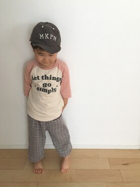 「ラグランTシャツ」｜「アイテム（ラッピングキット）」を使った、SOU♡HINAさん（キッズ・90cm）の春コーディネート