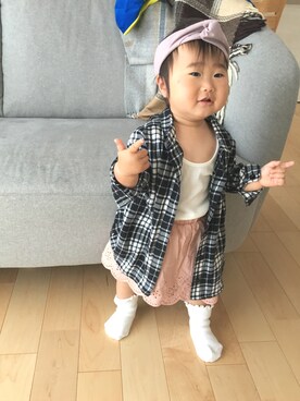 「アイテム（スカート）」を使った、SOU♡HINAさん（キッズ・90cm）の春コーディネート