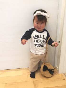「ラグランTシャツ」｜「アイテム（ラッピングキット）」を使った、SOU♡HINAさん（キッズ・90cm）の春コーディネート