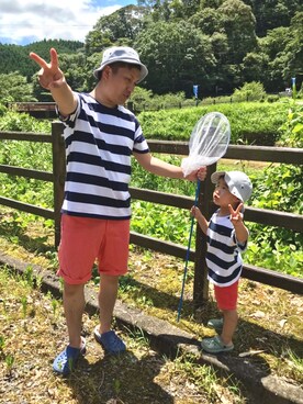 「パパと息子」｜「アイテム（その他）」を使った、SOU♡HINAさん（キッズ・90cm）の夏コーディネート