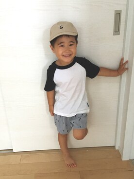 「ラグランTシャツ」｜「アイテム（ラッピングキット）」を使った、SOU♡HINAさん（キッズ・90cm）の夏コーディネート