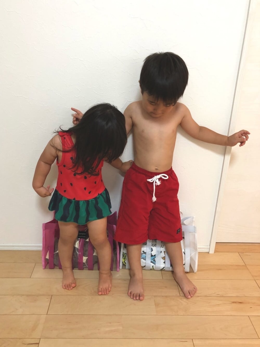 「水着、スイムウェア、スイカ」｜「大好き♡のアイテム（ラッピングキット、その他）」を使った、SOU♡HINAさん（キッズ・90cm）の夏コーディネートの1枚目の写真