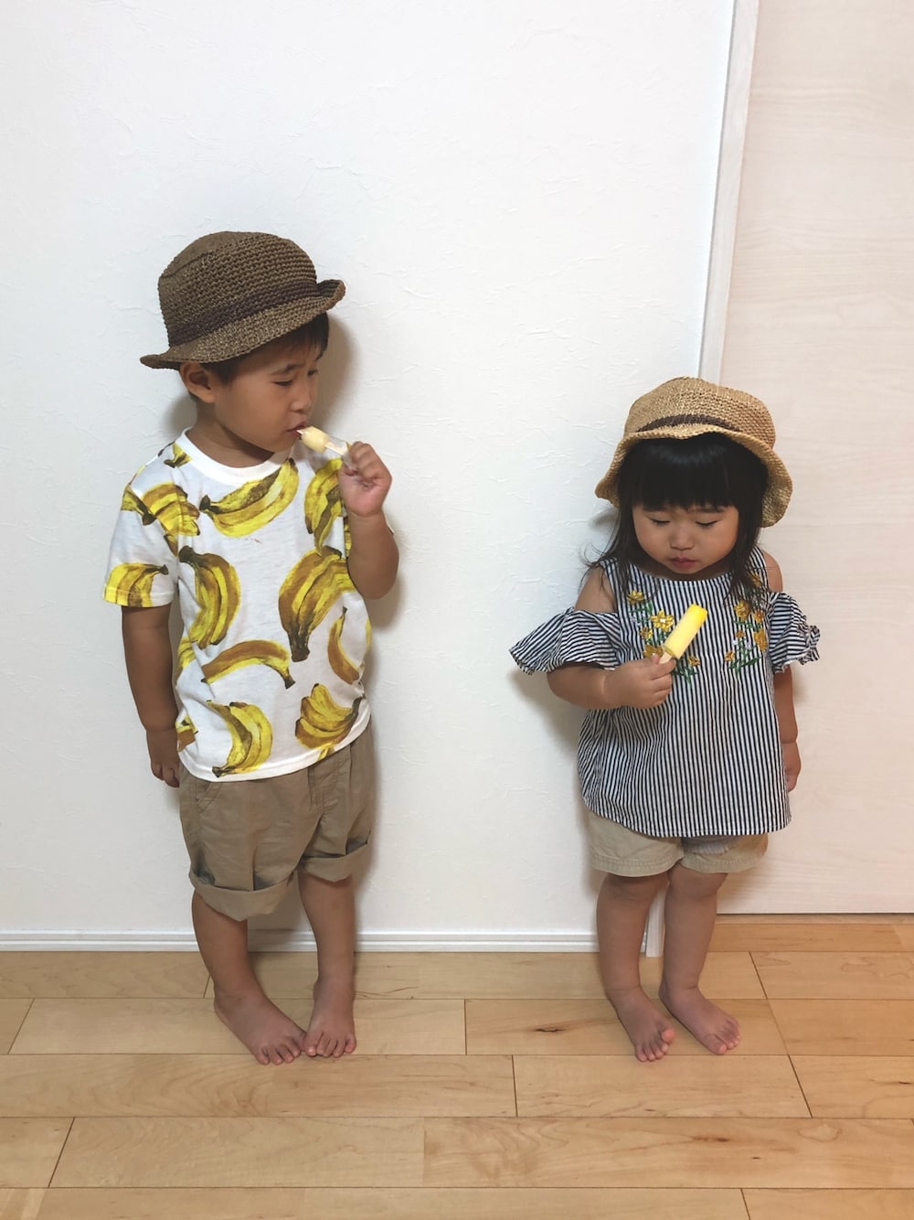 「夏だ！Tシャツ着よう！、夏コーデ、むぎわら帽子」｜「★のアイテム（ラッピングキット、その他）」を使った、SOU♡HINAさん（キッズ・90cm）の夏コーディネートの1枚目の写真