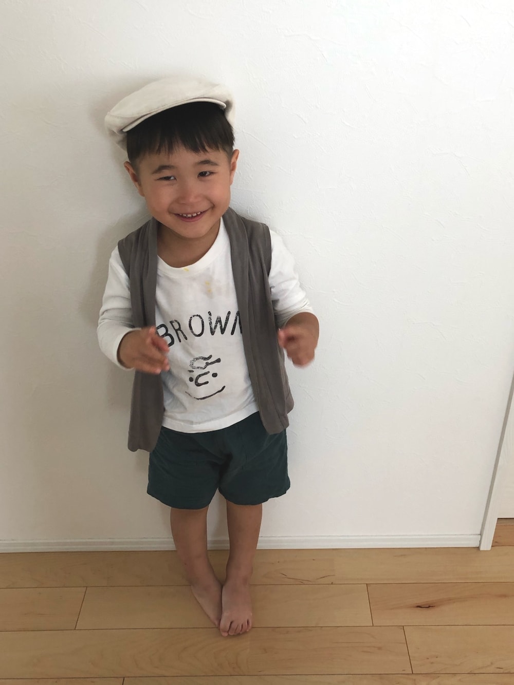「ラブアンドピース2020、ジレ、ハンチング、秋服準備はじめました、チャーリー・ブラウン、秋色」｜「★のアイテム（ラッピングキット、その他）」を使った、SOU♡HINAさん（キッズ・90cm）の秋コーディネートの1枚目の写真