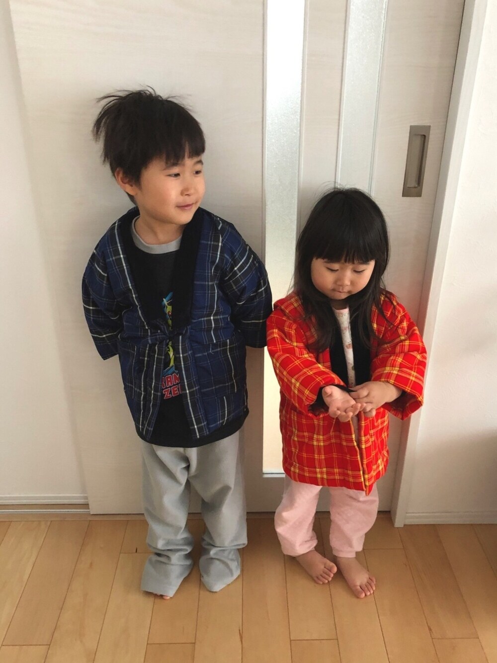 「パジャマ、寝巻き、はんてん」｜「no brandのアイテム（ルームウェア/パジャマ、ブルー系）」を使った、SOU♡HINAさん（キッズ・90cm）の冬コーディネートの1枚目の写真