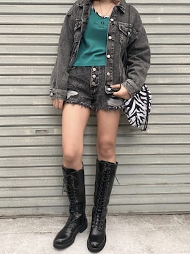 「SPINNS(スピンズ)のアイテム(デニムジャケット)」を使った、mizukiさん(レディース・159cm)の春コーディネート