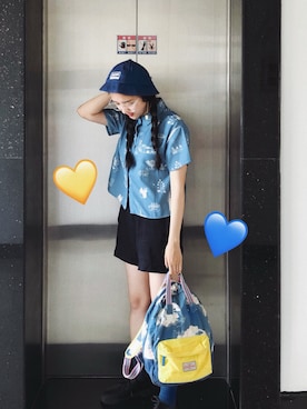 「blue」｜「アイテム（バックパック/リュック）」を使った、碱式碳酸铜さん（レディース・162cm）の夏コーディネート