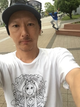 「DORCUS（ドウカス）のアイテム（帽子）」を使った、TATSUYA"VENIX"NOGAMIさん（メンズ・166cm）の夏コーディネート