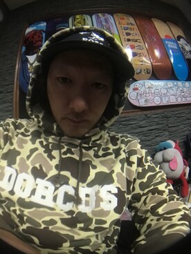 「アイテム（おもちゃ、レッド系）」を使った、TATSUYA"VENIX"NOGAMIさん（メンズ・166cm）の冬コーディネート