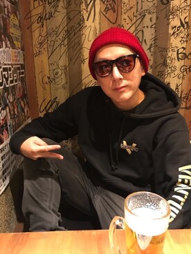 「DORCUS（ドウカス）のアイテム（帽子）」を使った、TATSUYA"VENIX"NOGAMIさん（メンズ・166cm）の冬コーディネート