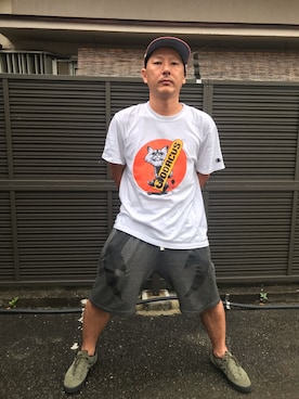 「DORCUS（ドウカス）のアイテム（帽子）」を使った、TATSUYA"VENIX"NOGAMIさん（メンズ・166cm）の夏コーディネート