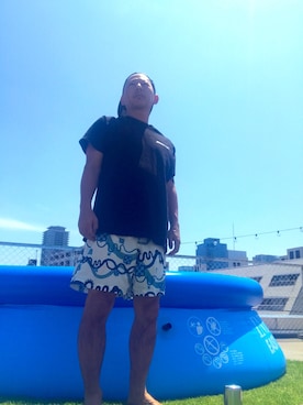 「DORCUS（ドウカス）のアイテム（帽子）」を使った、TATSUYA"VENIX"NOGAMIさん（メンズ・166cm）の夏コーディネート