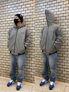 「アイテム（ナイロンジャケット、シルバー系）」を使った、TATSUYA"VENIX"NOGAMIさん（メンズ・166cm）の冬コーディネート