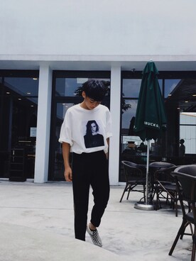 「アイテム（スリッポン、その他）」を使った、白秉鈞さん（メンズ・168cm）の夏コーディネート