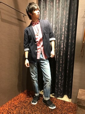 「GGD（ジージーディー）のアイテム（ジャケット/アウター）」を使った、GRANDGLOBAL和歌山店さん（メンズ・175cm）の春コーディネート