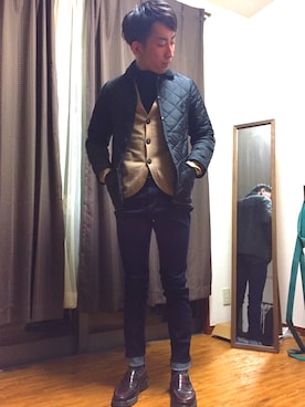「LAVENHAM（ラベンハム）のアイテム（ブルゾン）」を使った、coffee-manさん（メンズ・168cm）の春コーディネート