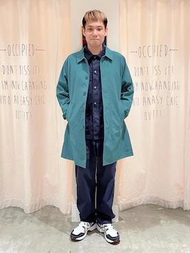 「アイテム（ステンカラーコート）」を使った、さとうじゅんさん（メンズ・175cm）の冬コーディネート
