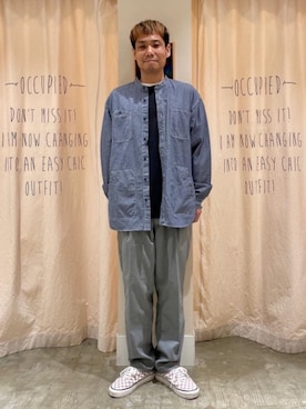 「USAコットン」｜「アイテム（スラックス）」を使った、さとうじゅんさん（メンズ・175cm）の春コーディネート