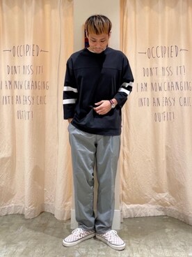 「USAコットン」｜「アイテム（スラックス）」を使った、さとうじゅんさん（メンズ・175cm）の春コーディネート