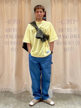 「USAコットン」｜「アイテム（シューズ）」を使った、さとうじゅんさん（メンズ・175cm）の春コーディネート