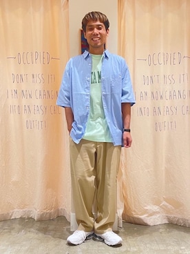 「coen（コーエン）のアイテム（パンツ）」を使った、さとうじゅんさん（メンズ・175cm）の春コーディネート